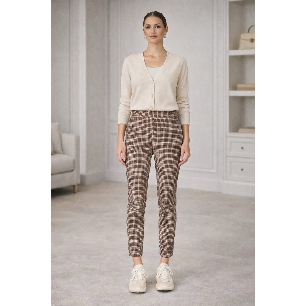 ANTHROPOLOGIE Sanctuary New Pants XL Women's Westside Check Chocolate Crop Brown